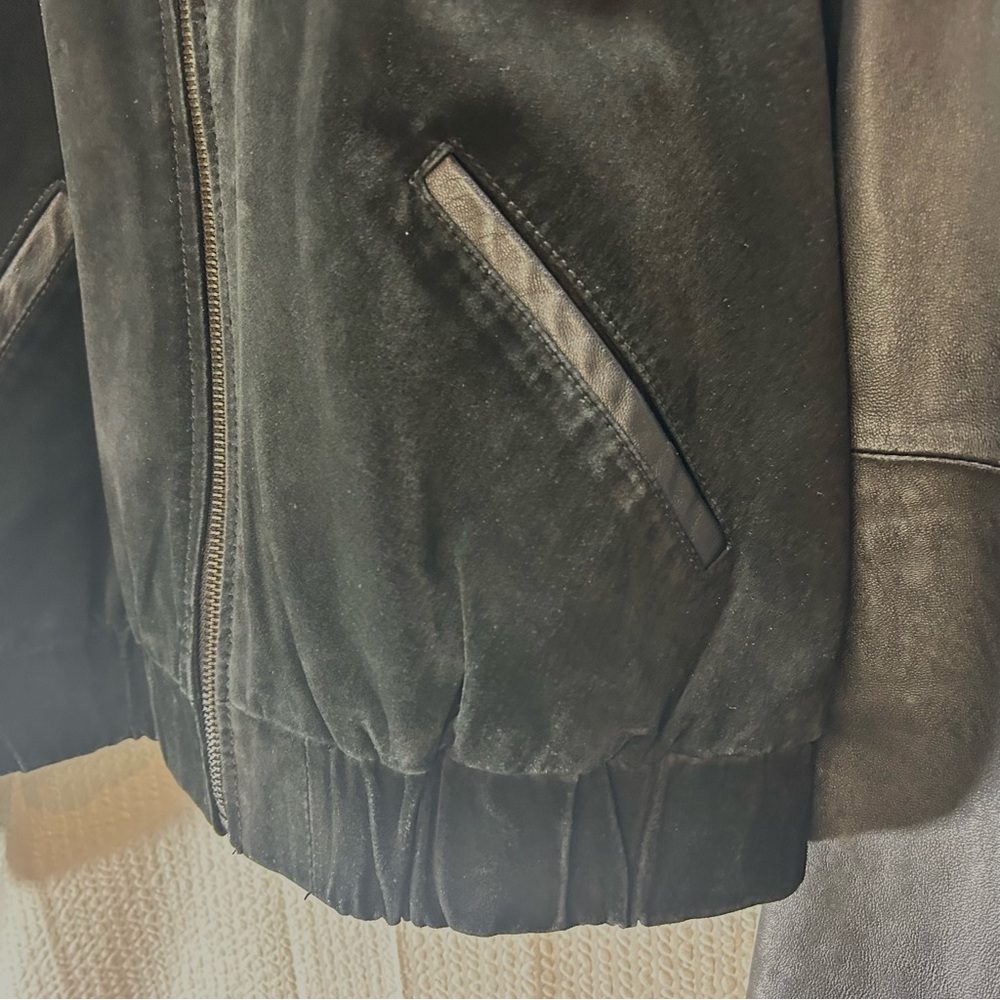Mango Miranda Black Leather Moto Bomber Jacket Cropped Zip Up Women’s Size S - Picture 7 of 16